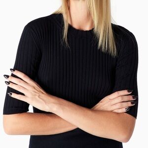 ZARA Black Ribbed Knit Top Bloggers favorite